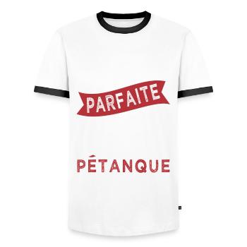 retraite parfaite sieste pétanque apero - T-shirt contrasté Homme - blanc/noir - Devant - AI Model Female 172 light (172cm) & AI Model Male 178 dark (178cm)