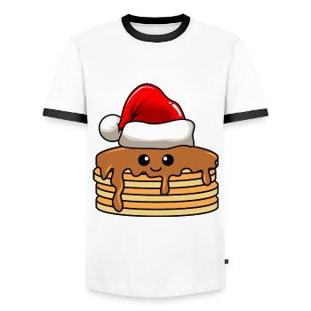 Pancake Weihnachten Comic Xmas - Männer Kontrast-T-Shirt - Weiß/Schwarz - Vorne - AI Model Female 172 light (172cm) & AI Model Male 178 dark (178cm)