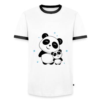 World's Best Little Brother - Kleiner Bruder Panda - Männer Kontrast-T-Shirt - Weiß/Schwarz - Vorne - AI Model Female 172 light (172cm) & AI Model Male 178 dark (178cm)