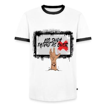 No Such Thing As Over 1 - Männer Kontrast-T-Shirt - Weiß/Schwarz - Vorne - AI Model Female 172 light (172cm) & AI Model Male 178 dark (178cm)