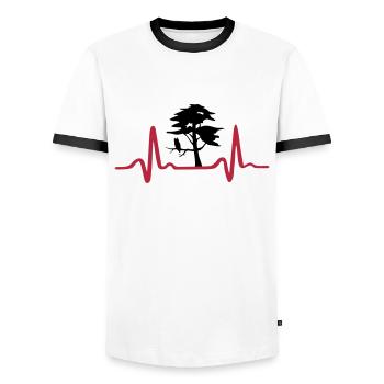 Baum mit Herzschlag, Natur EKG - Männer Kontrast-T-Shirt - Weiß/Schwarz - Vorne - AI Model Female 172 light (172cm) & AI Model Male 178 dark (178cm)