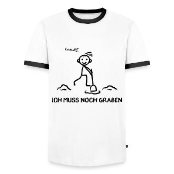 Comic - Keine Zeit Ich muss noch graben - Männer Kontrast-T-Shirt - Weiß/Schwarz - Vorne - AI Model Female 172 light (172cm) & AI Model Male 178 dark (178cm)