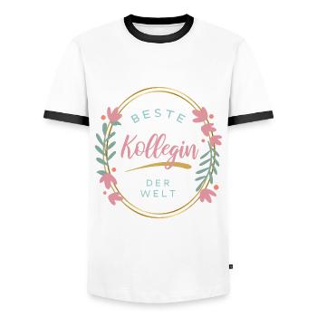 Beste Kollegin der Welt - Männer Kontrast-T-Shirt - Weiß/Schwarz - Vorne - AI Model Female 172 light (172cm) & AI Model Male 178 dark (178cm)