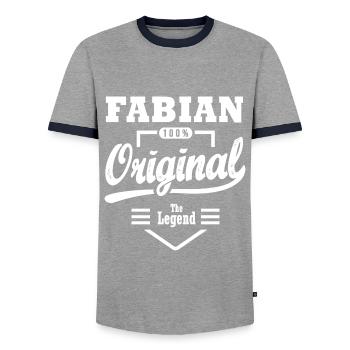 Fabian original personalisiertes Geschenk Vorname fabian - Männer Kontrast-T-Shirt - Grau/Navy  - Vorne - AI Model Female 172 light (172cm) & AI Model Male 178 light (178cm)