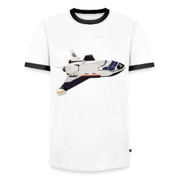 Space Shuttle Flight - Men's Ringer Shirt - white/black - Front - AI Model Female 172 light (172cm) & AI Model Male 178 dark (178cm)