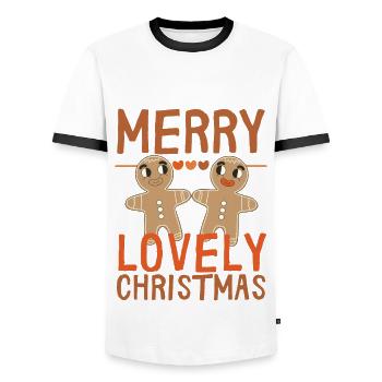 Merry lovely Christmas - Men's Ringer Shirt - white/black - Front - AI Model Female 172 light (172cm) & AI Model Male 178 dark (178cm)