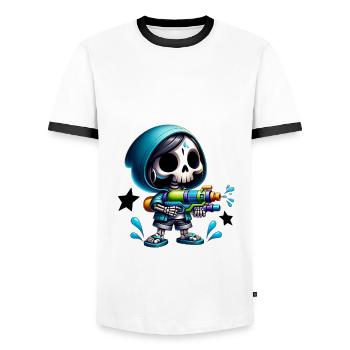 Forever Fun Mignon Fille Squelette - T-shirt contrasté Homme - blanc/noir - Devant - AI Model Female 172 light (172cm) & AI Model Male 178 dark (178cm)
