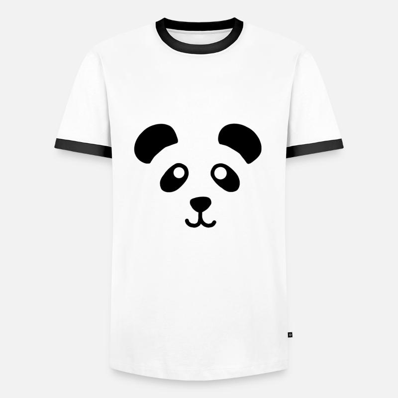 Panda - Männer Kontrast-T-Shirt - Weiß/Schwarz