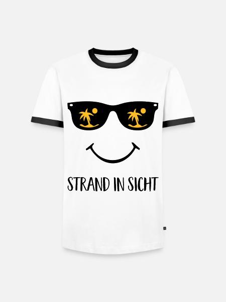 Strand in Sicht - Männer Kontrast-T-Shirt - Weiß/Schwarz
