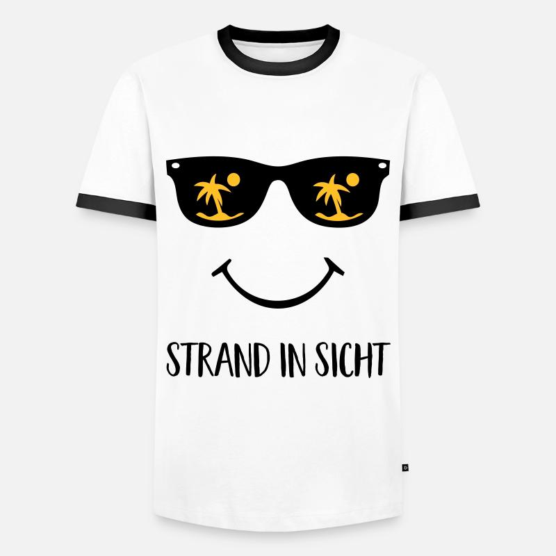 Strand in Sicht - Männer Kontrast-T-Shirt - Weiß/Schwarz