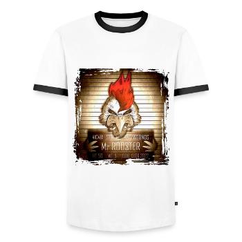Mr Rooster Vintage - Men's Ringer Shirt - white/black - Front - AI Model Female 172 light (172cm) & AI Model Male 178 dark (178cm)