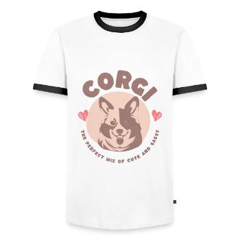 Corgi Cute & Sassy: The Perfect Mix Dog Design - Men's Ringer Shirt - white/black - Front - AI Model Female 172 light (172cm) & AI Model Male 178 dark (178cm)