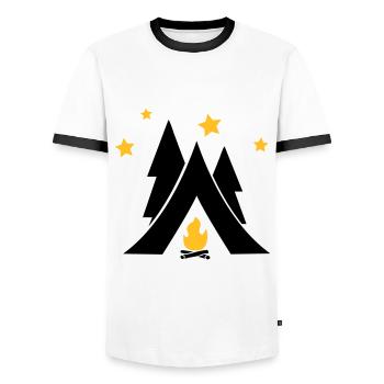 Zelt - Männer Kontrast-T-Shirt - Weiß/Schwarz - Vorne - AI Model Female 172 light (172cm) & AI Model Male 178 dark (178cm)