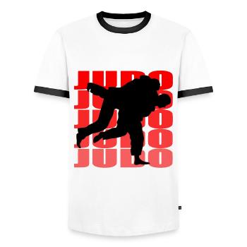 Judo - T-shirt contrasté Homme - blanc/noir - Devant - AI Model Female 172 light (172cm) & AI Model Male 178 dark (178cm)