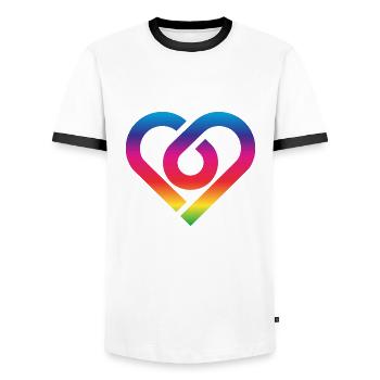 Rainbow Heart Homosexuality LGBT Love - Men's Ringer Shirt - white/black - Front - AI Model Female 172 light (172cm) & AI Model Male 178 dark (178cm)
