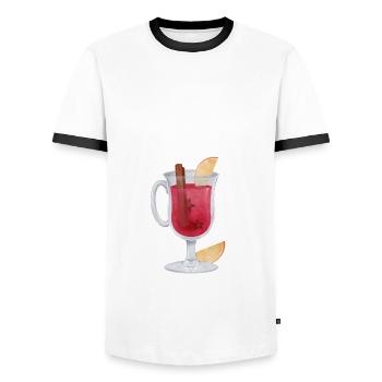 Glühwein Verleih - Männer Kontrast-T-Shirt - Weiß/Schwarz - Vorne - AI Model Female 172 light (172cm) & AI Model Male 178 dark (178cm)