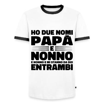 Papa und Opa - Männer Kontrast-T-Shirt - Weiß/Schwarz - Vorne - AI Model Female 172 light (172cm) & AI Model Male 178 dark (178cm)