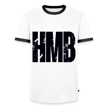 HMB Hold my beer citation fun Bier Spruch lustig - T-shirt contrasté Homme - blanc/noir - Devant - AI Model Female 172 light (172cm) & AI Model Male 178 dark (178cm)