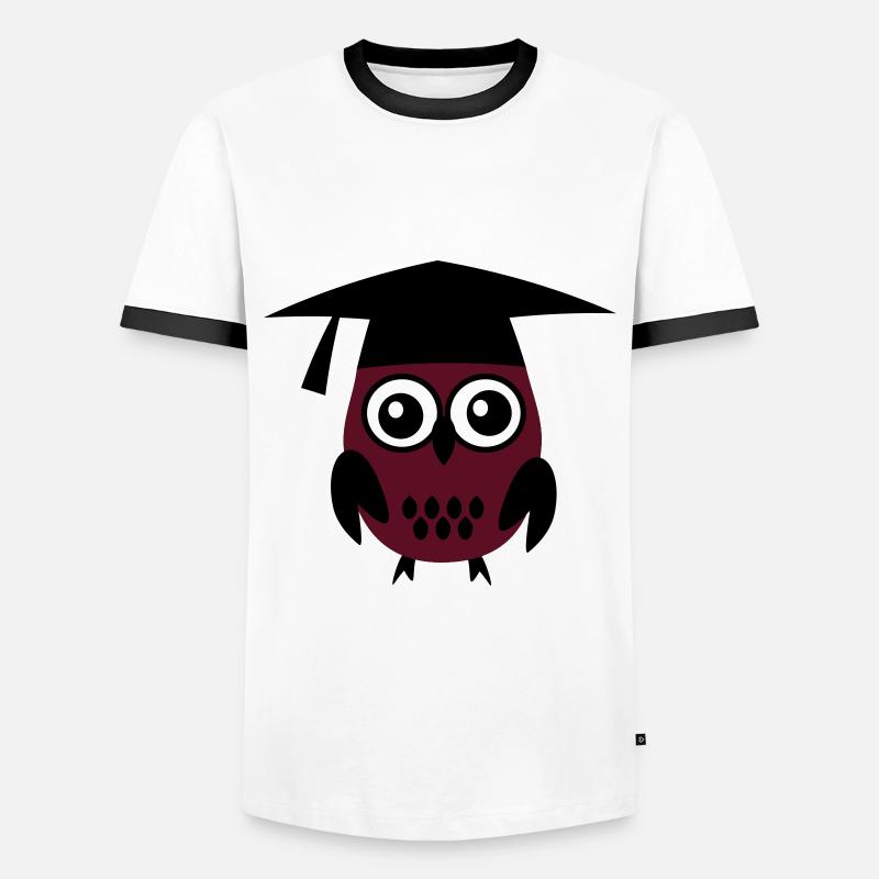 Eule - Männer Kontrast-T-Shirt - Weiß/Schwarz