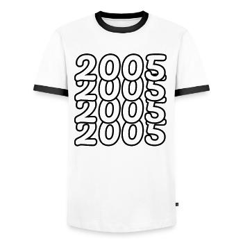 2005 Born in 2005 - Men's Ringer Shirt - white/black - Front - AI Model Female 172 light (172cm) & AI Model Male 178 dark (178cm)