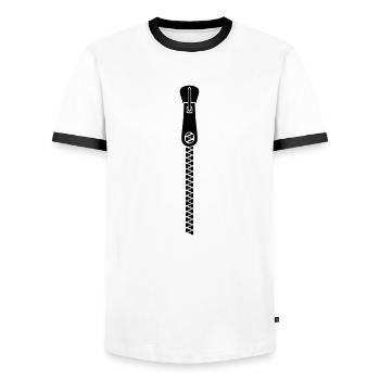 reißverschluss - Männer Kontrast-T-Shirt - Weiß/Schwarz - Vorne - AI Model Female 172 light (172cm) & AI Model Male 178 dark (178cm)