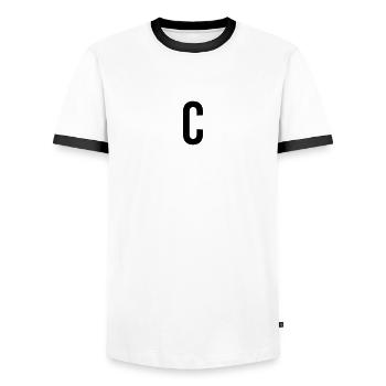 C Letter Tshirt Gift Christian Name Shirt - Men's Ringer Shirt - white/black - Front - AI Model Female 172 light (172cm) & AI Model Male 178 dark (178cm)