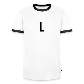 Buchstabe L Name Geschenk Geschenk Junggeselle - Männer Kontrast-T-Shirt - Weiß/Schwarz - Vorne - AI Model Female 172 light (172cm) & AI Model Male 178 dark (178cm)