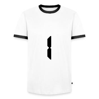 1. 1 JAHR. 1-JÄHRIGES JUBILÄUM. GEBURTSTAG 1 JAHR - Männer Kontrast-T-Shirt - Weiß/Schwarz - Vorne - AI Model Female 172 light (172cm) & AI Model Male 178 dark (178cm)