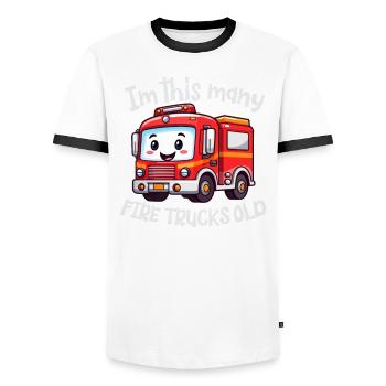Camion de pompiers mignon - Je suis autant de camions de pompiers vieux - T-shirt contrasté Homme - blanc/noir - Devant - AI Model Female 172 light (172cm) & AI Model Male 178 dark (178cm)