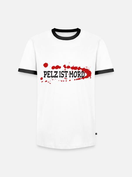 Pelz ist Mord - Männer Kontrast-T-Shirt - Weiß/Schwarz
