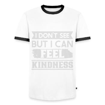 Blindness consciousness Blind by law - Men's Ringer Shirt - white/black - Front - AI Model Female 172 light (172cm) & AI Model Male 178 dark (178cm)