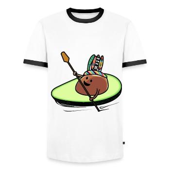 Avocado Indian Warrior Canoe Fantasy Fruit Child - Men's Ringer Shirt - white/black - Front - AI Model Female 172 light (172cm) & AI Model Male 178 dark (178cm)
