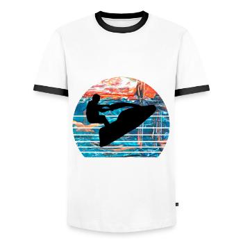 Jet ski - T-shirt contrasté Homme - blanc/noir - Devant - AI Model Female 172 light (172cm) & AI Model Male 178 dark (178cm)
