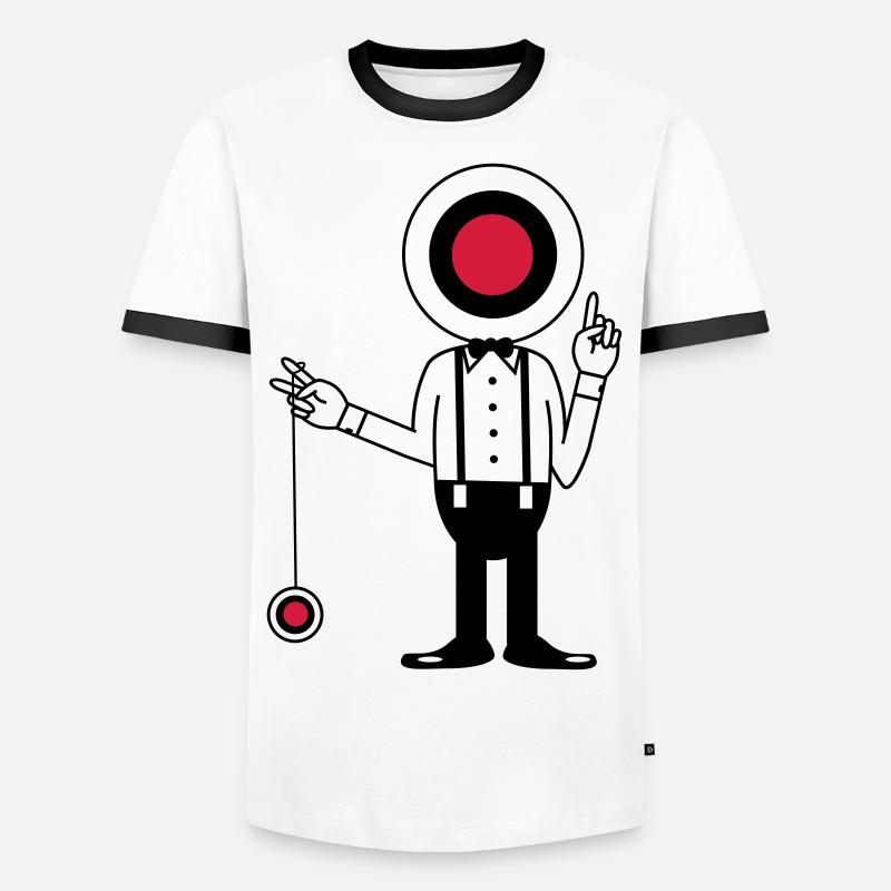 Mann mit Zielscheibe und Jojo - Männer Kontrast-T-Shirt - Weiß/Schwarz