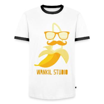 Hipster Banana - T-shirt contrasté Homme - blanc/noir - Devant - AI Model Female 172 light (172cm) & AI Model Male 178 dark (178cm)