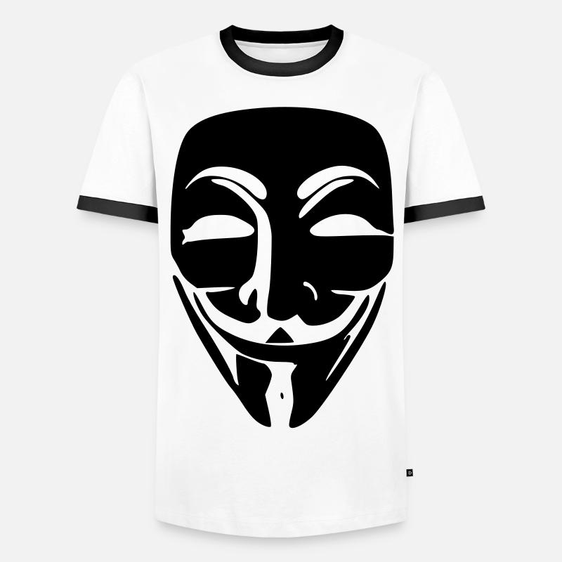 Anonymus - Männer Kontrast-T-Shirt - Weiß/Schwarz