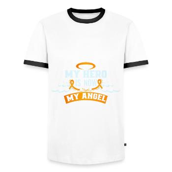 Leukemia Awareness Month Leukemia Survivor - Men's Ringer Shirt - white/black - Front - AI Model Female 172 light (172cm) & AI Model Male 178 dark (178cm)