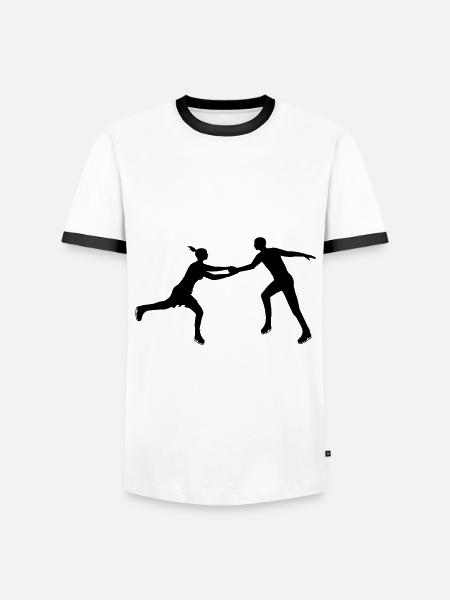 Kunstskøjteløb par i harmoni - Herre kontrast-T-shirt - hvid/sort