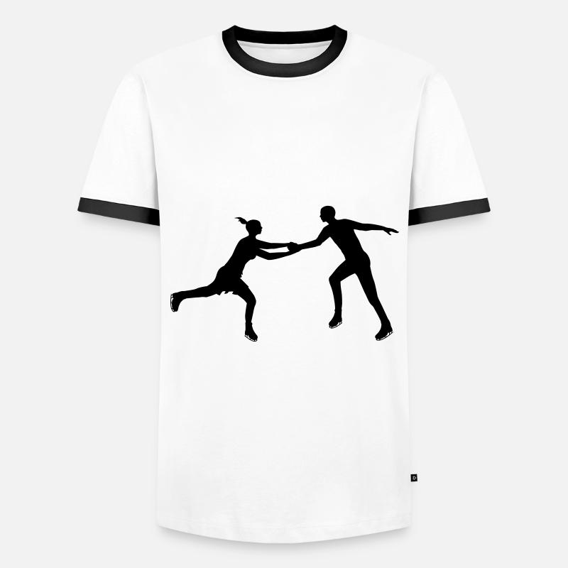 Eiskunstlauf Paar im Einklang - Männer Kontrast-T-Shirt - Weiß/Schwarz