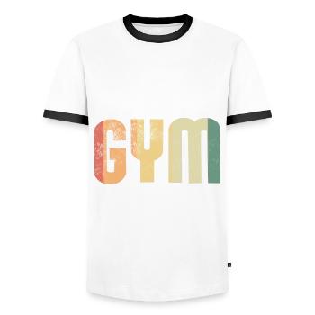 Gym Sport Kraftsport - Men's Ringer Shirt - white/black - Front - AI Model Female 172 light (172cm) & AI Model Male 178 dark (178cm)