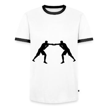 Unity through colours! Two colorful boxing figures in the Gle - Men's Ringer Shirt - white/black - Front - AI Model Female 172 light (172cm) & AI Model Male 178 dark (178cm)