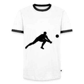 Black silhouette of a volleyball player - Men's Ringer Shirt - white/black - Front - AI Model Female 172 light (172cm) & AI Model Male 178 dark (178cm)