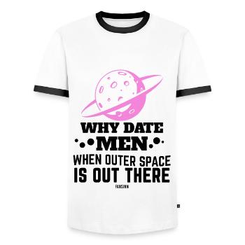 Woman Astronaut Space Science - Men's Ringer Shirt - white/black - Front - AI Model Female 172 light (172cm) & AI Model Male 178 dark (178cm)