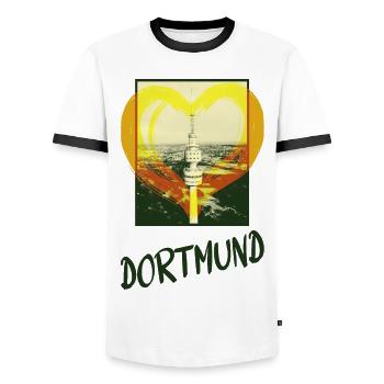 Dortmund Deutschland Stadt Skyline Herz Liebe - Männer Kontrast-T-Shirt - Weiß/Schwarz - Vorne - AI Model Female 172 light (172cm) & AI Model Male 178 dark (178cm)