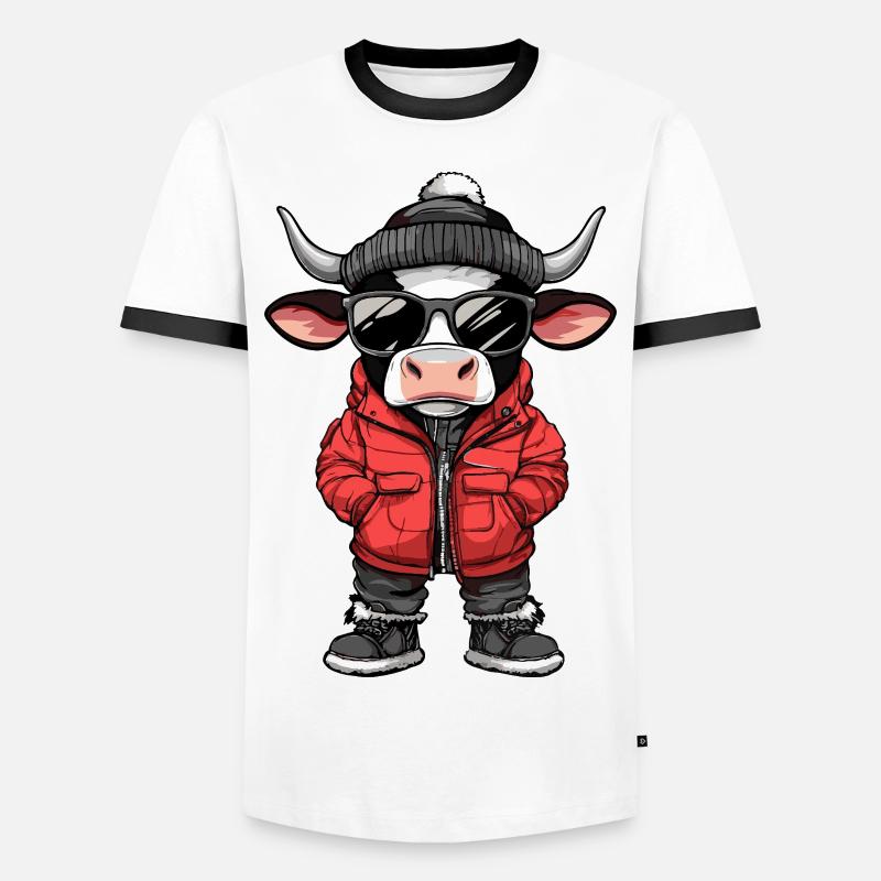 Cow Cool Comic - Men's Ringer Shirt - white/black