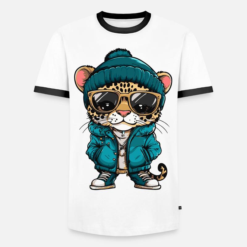 Leopard Cool Comic - Men's Ringer Shirt - white/black