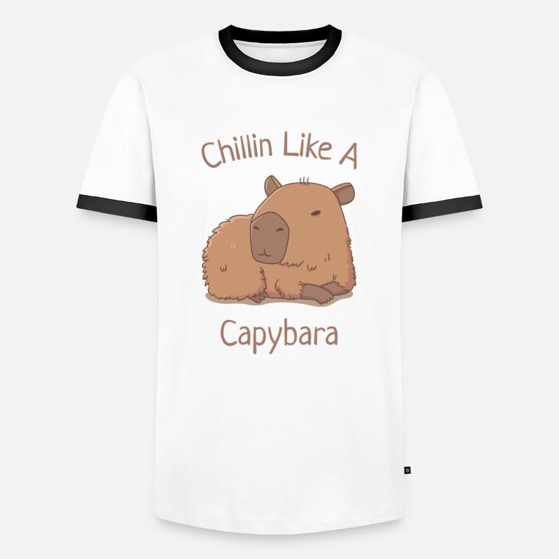 Chillin wie ein Capybara - Männer Kontrast-T-Shirt - Weiß/Schwarz