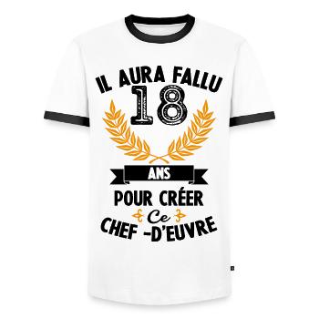 18 ans anniversaire 18 anniversaire cadeau 18 ans - T-shirt contrasté Homme - blanc/noir - Devant - AI Model Female 172 light (172cm) & AI Model Male 178 dark (178cm)
