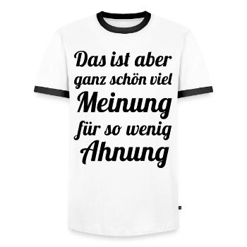 Beaucoup d’avis - Peu de intuition - T-shirt contrasté Homme - blanc/noir - Devant - AI Model Female 172 light (172cm) & AI Model Male 178 dark (178cm)