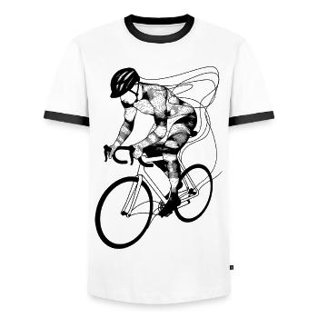 Cyclist - Men's Ringer Shirt - white/black - Front - AI Model Female 172 light (172cm) & AI Model Male 178 dark (178cm)